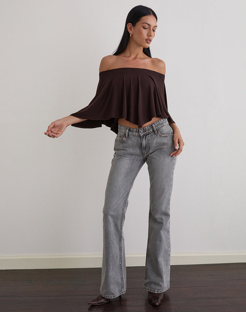 Image of Kanela Slouch Poncho in Jersey Bitter Chocolate