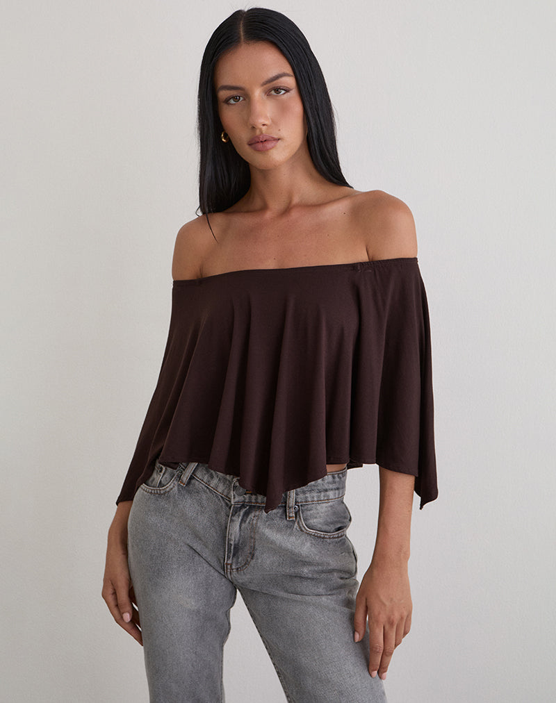 Image of Kanela Slouch Poncho in Jersey Bitter Chocolate