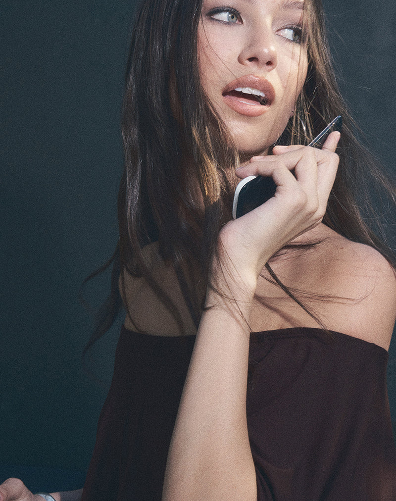 Image of Kanela Slouch Poncho in Jersey Bitter Chocolate