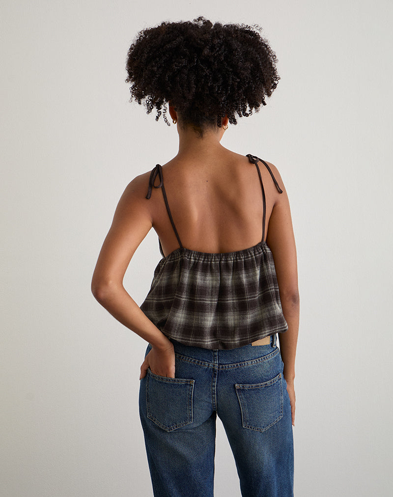 Image of Kaoru Triangle Bust Cami Top in Grey Check