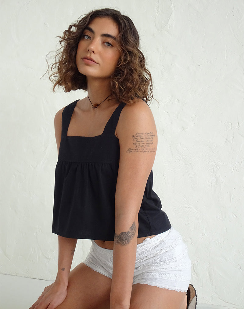 Poplin Black Peplum Top Karana motelrocks
