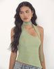 Image of Karasi Tie Neck Top in Shimmer Lurex Green
