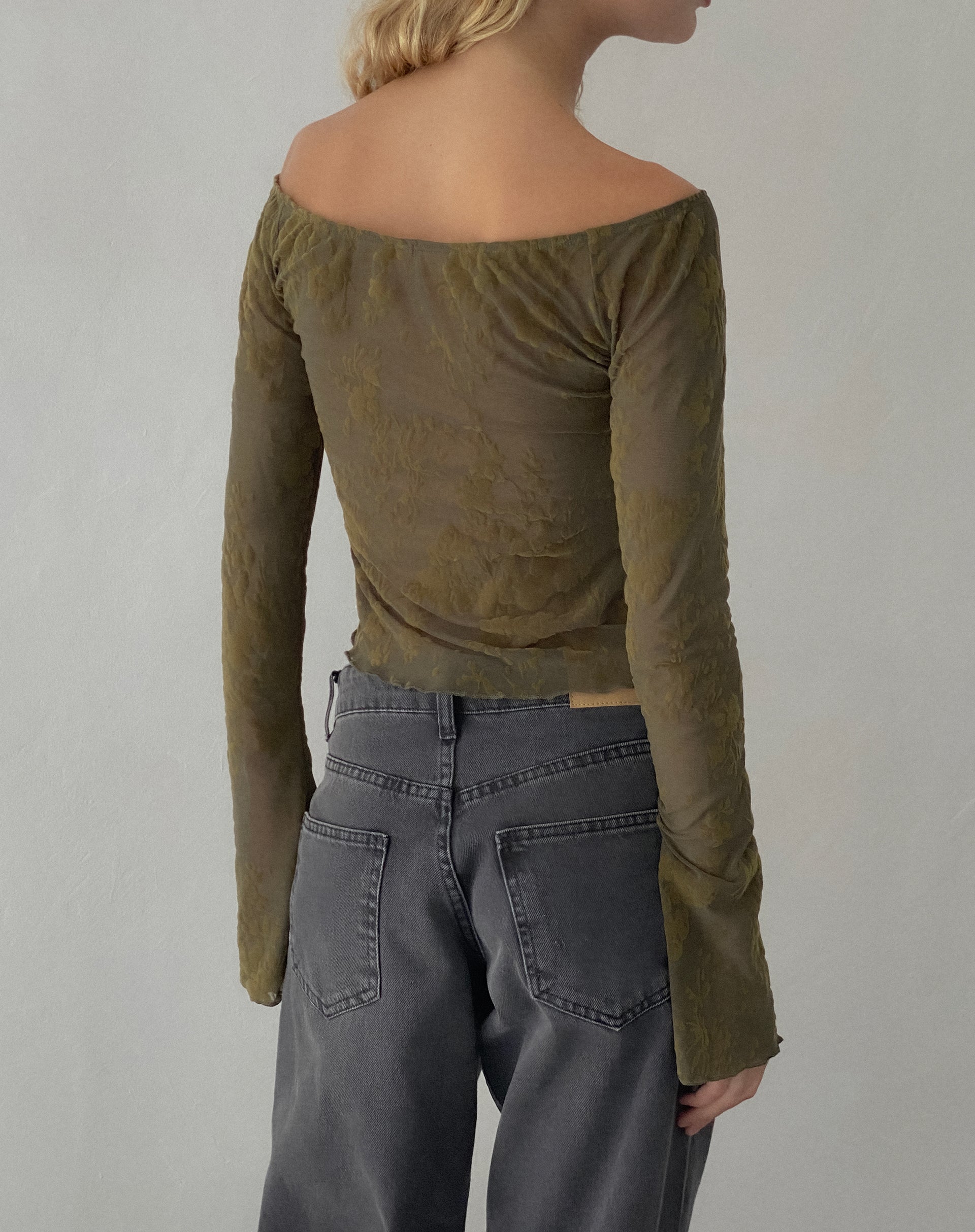 Dark green shop bardot top