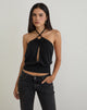 Image of Karise Plunge Top in Cupro Black