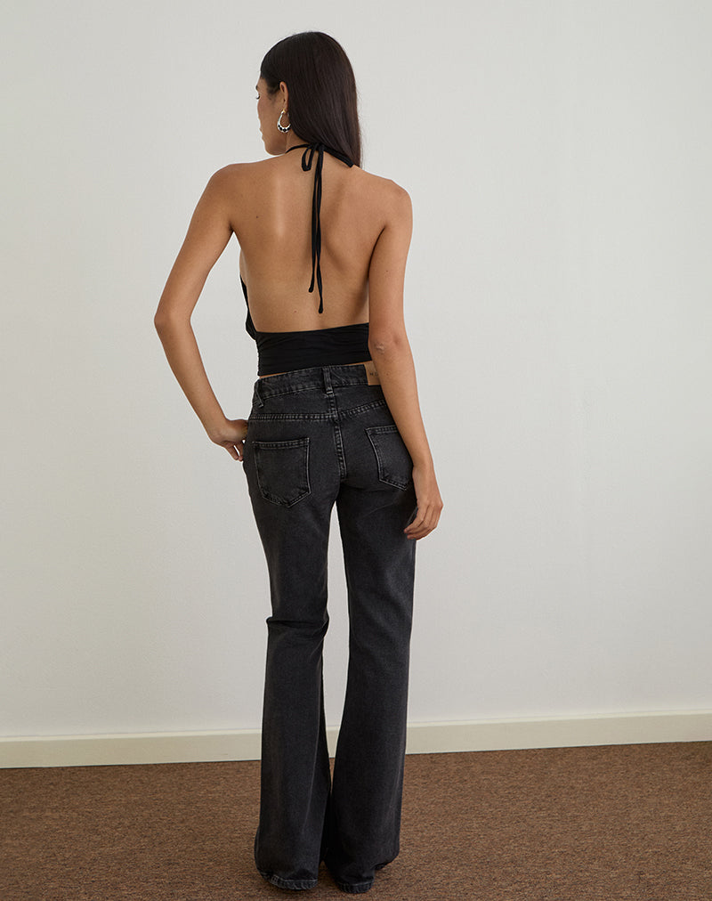 Image of Karise Plunge Top in Cupro Black