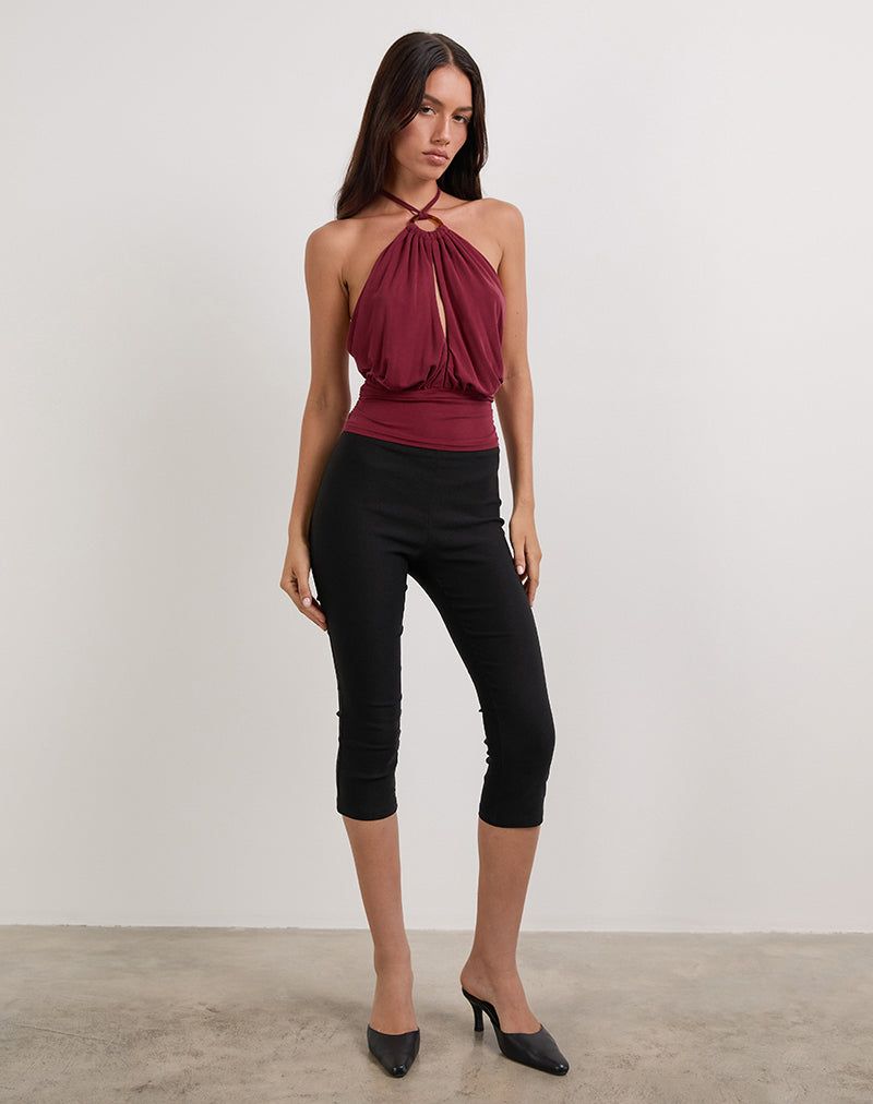 Image of Karise Plunge Top in Cupro Dark Red