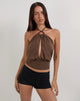 Image of Karise Plunge Top in Cupro Bitter Chocolate