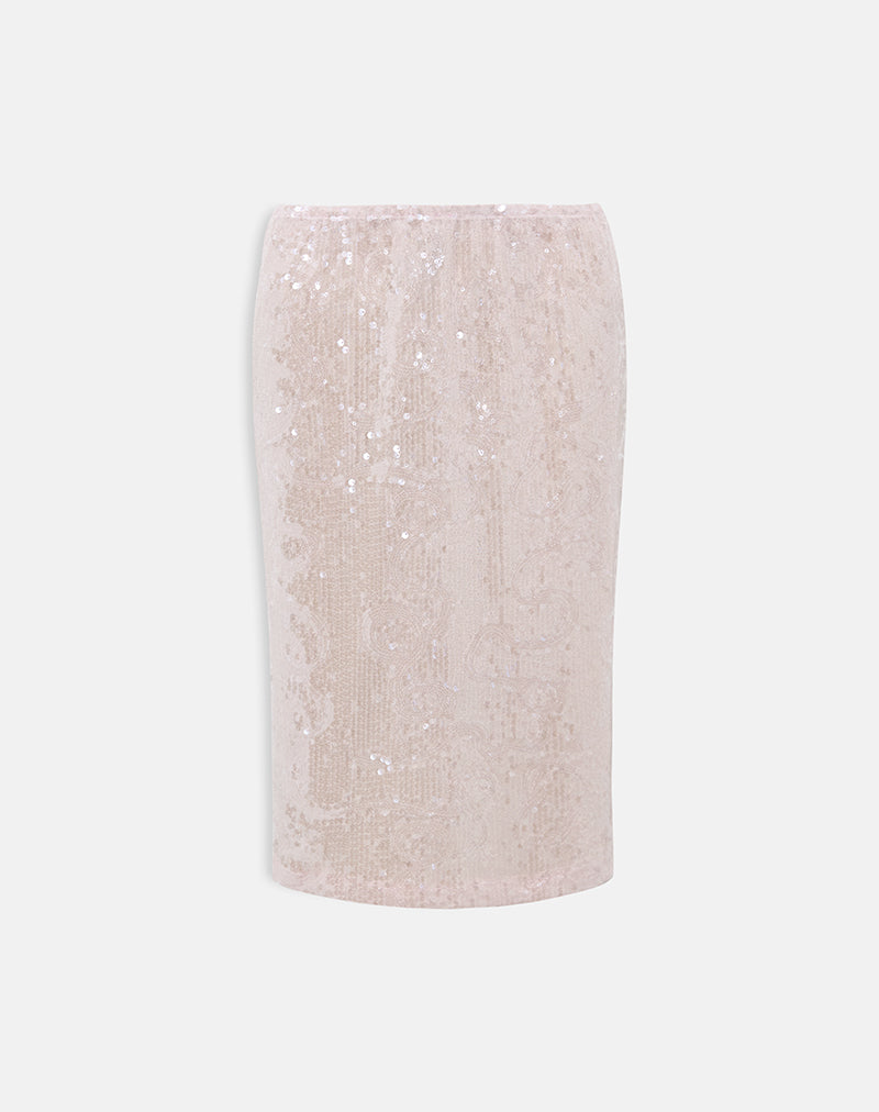 Image of Kavivi Midi Skirt in Sequin Baby Pink