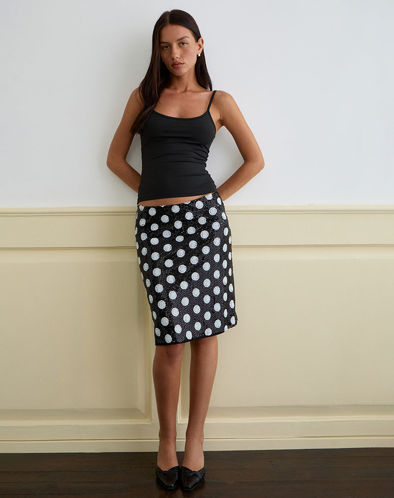 Image of Kavivi Midi Skirt in Polka Sequin Monochrome