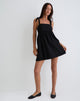 Image of Kayla Square Neck Mini Dress in Linen Black