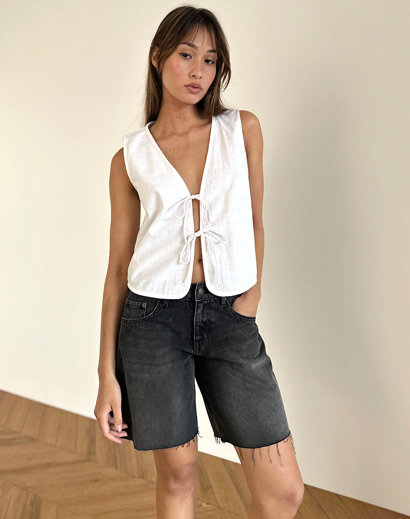Image of Kayve Tie Front Top in Off White