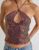 Image of Kelabu Halterneck Top in Sequin Knit Dark Brown