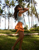 Image of Raeca Mini Skirt in Rayon Jersey Sunset Orange