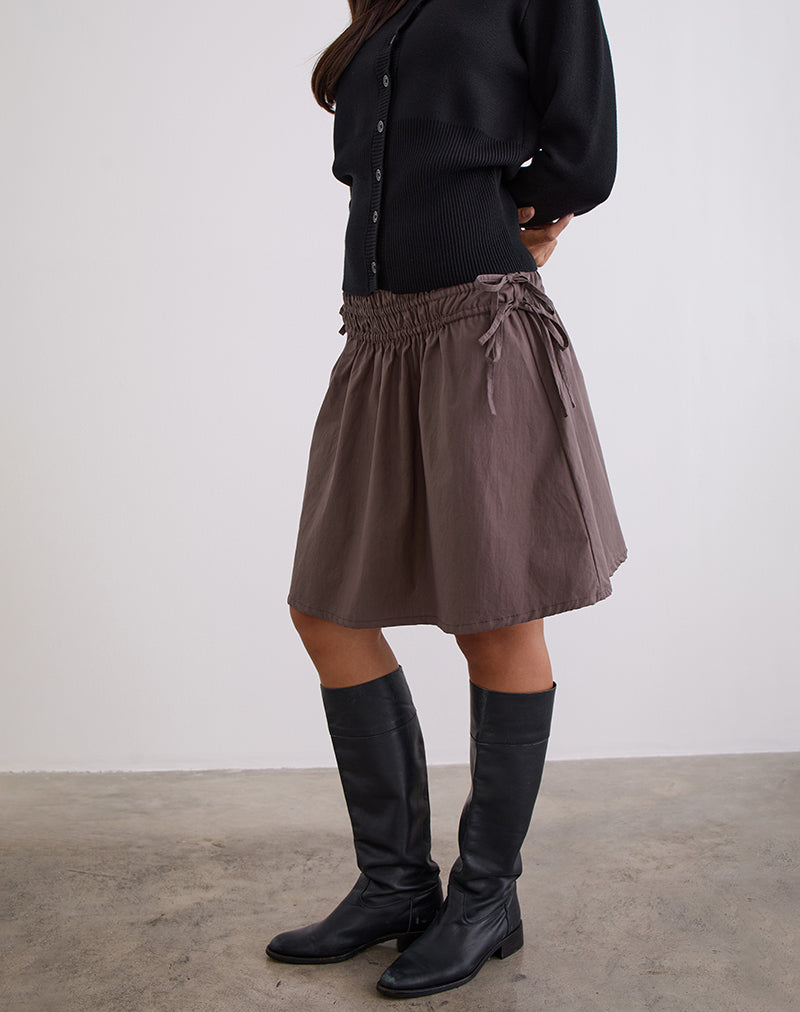 Image of Khimar Gathered Midi Skirt in Peppercorn