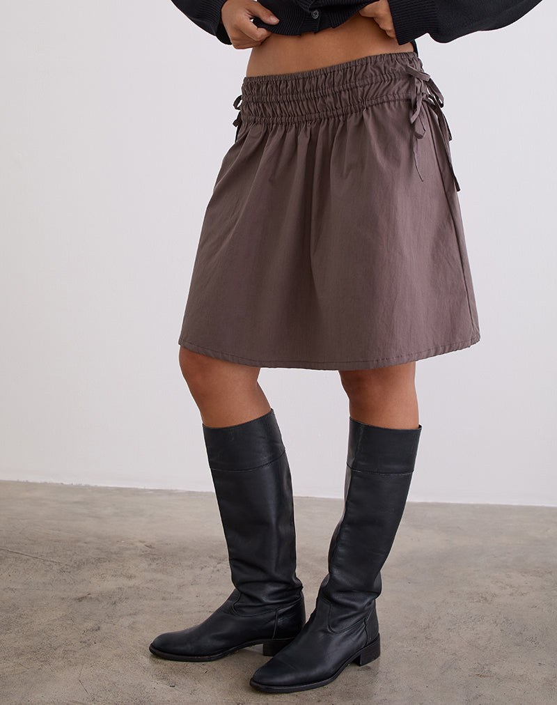 Khimar Gathered Midi Skirt in Peppercorn