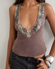 Image of Kiara Top in Cupro Brown with Sequin Snake Trim