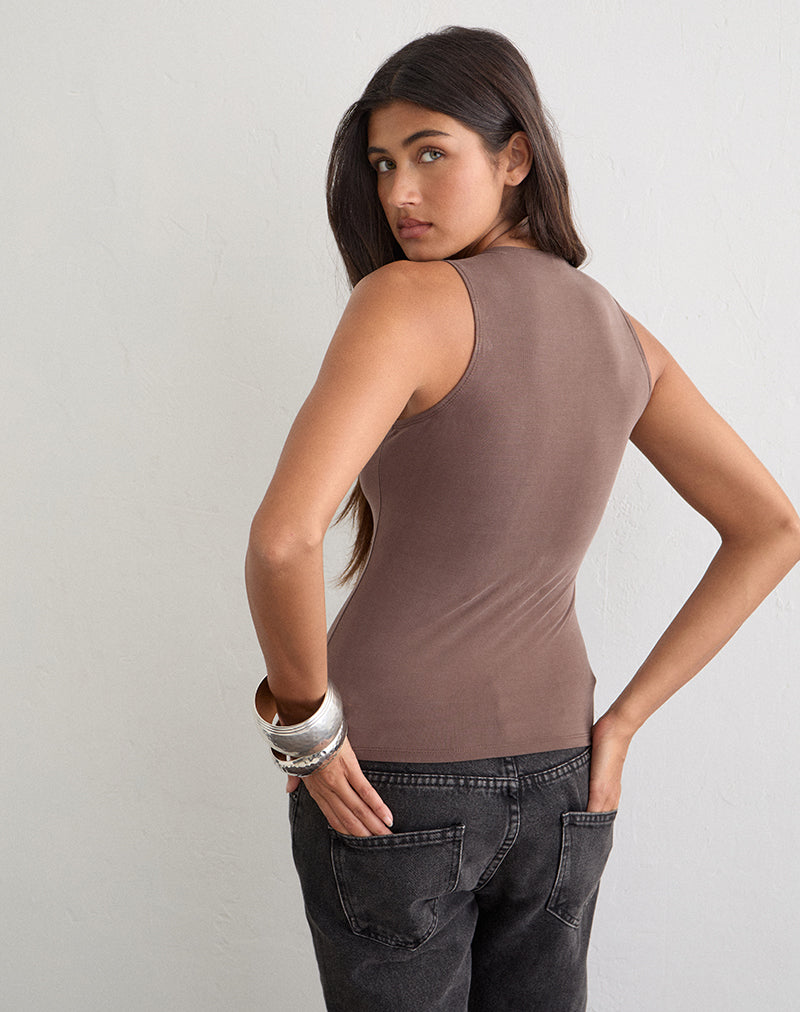 Image of Kiara Top in Cupro Brown with Sequin Snake Trim