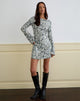 Image of Kimberly Mini Dress in Sequin Flower Grey