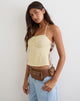Image of Kindos Halter Top in Butter Yellow with Micro Polka Dots