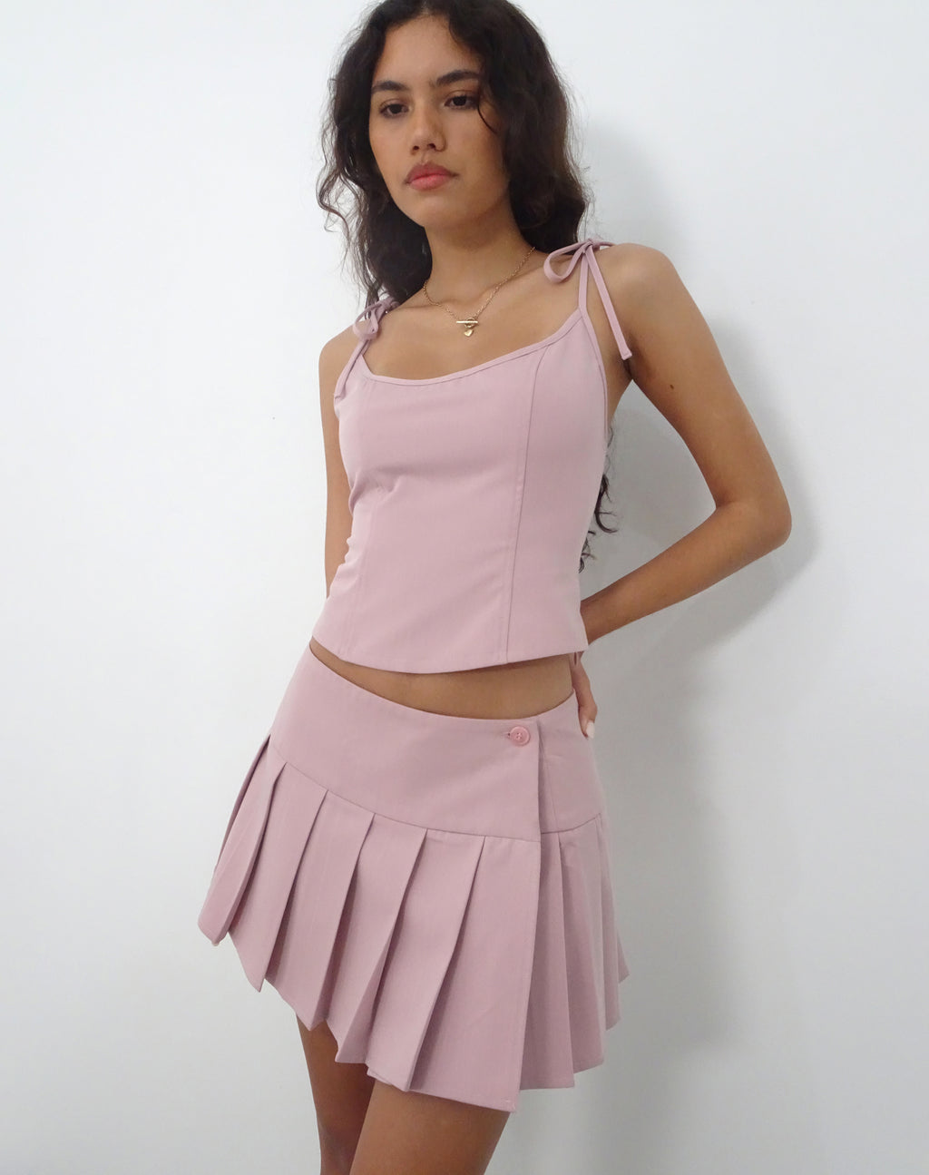 Casini Pleated Micro Skirt in Pink