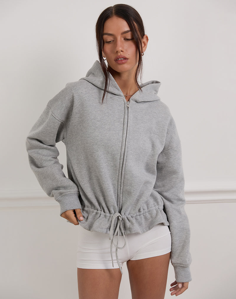 Image of Kit Cinched Waist Hoodie in Grey Marl