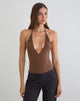 Image of Kitty Deep Plunge Bodysuit in Cocoa