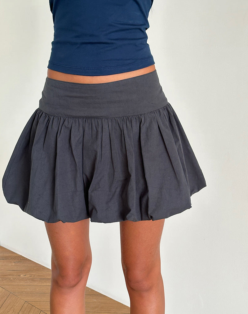 image of Kiyowo Puffball Mini Skirt in Charcoal Grey