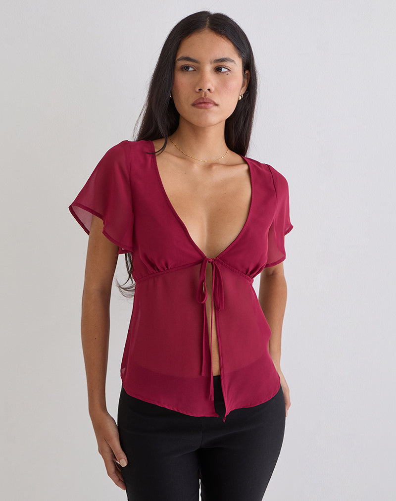 Image of Kota Chiffon Blouse in Burgundy