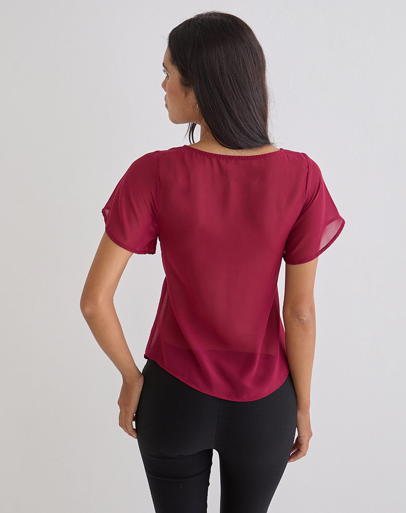 Image of Kota Chiffon Blouse in Burgundy