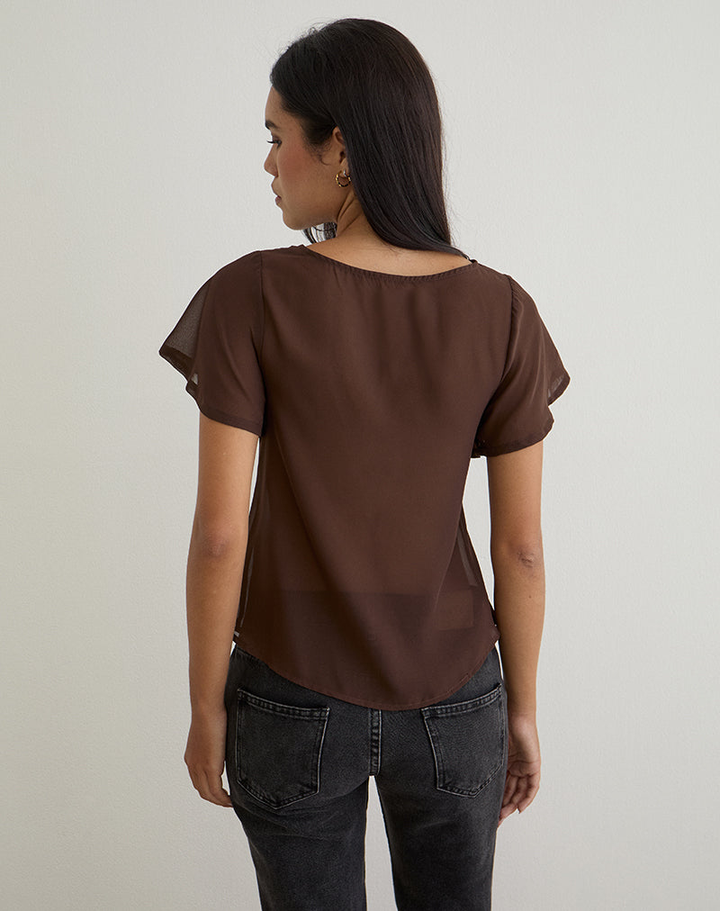Image of Kota Chiffon Blouse Top in Brown