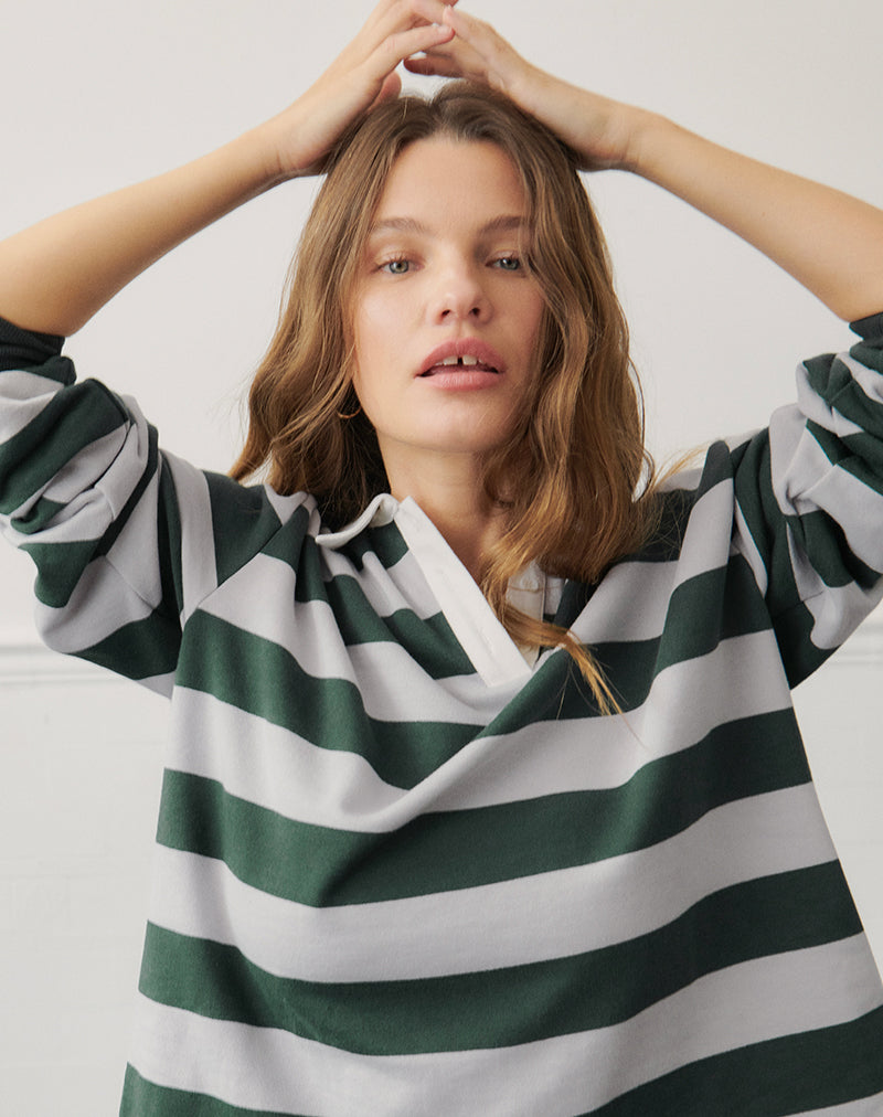 Image of Kumara Rugby Shirt in Green, Khaki and White