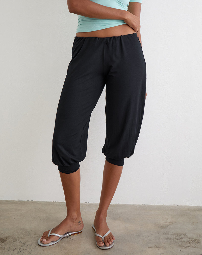 Image of Kurty Capri Trouser in Rayon Jersey Black