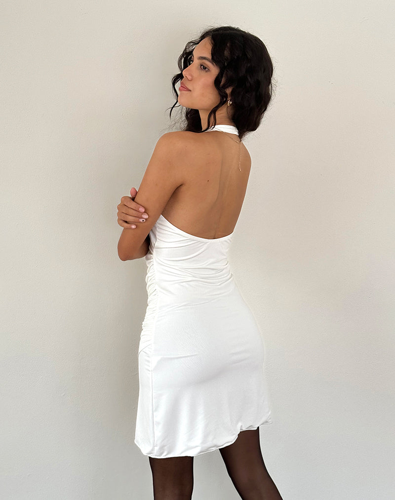 Image of Kyrie Halterneck Wrap Dress in Slinky Ivory