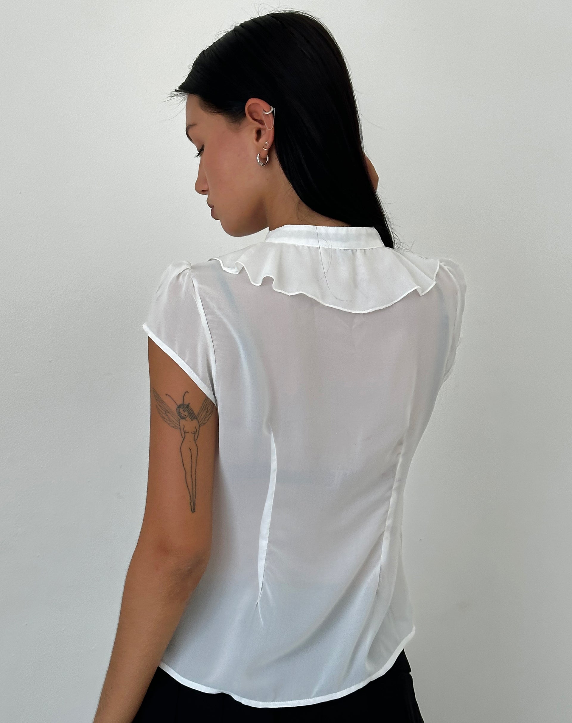 White chiffon crop top cheap