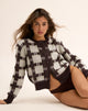 Image of Anzio Knitted Cardigan in Check Brown