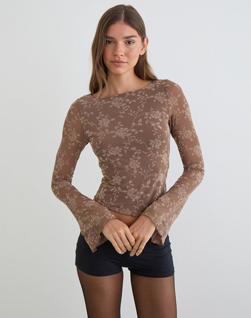 Image of Lakya Top in Leafy Flock Dark Taupe