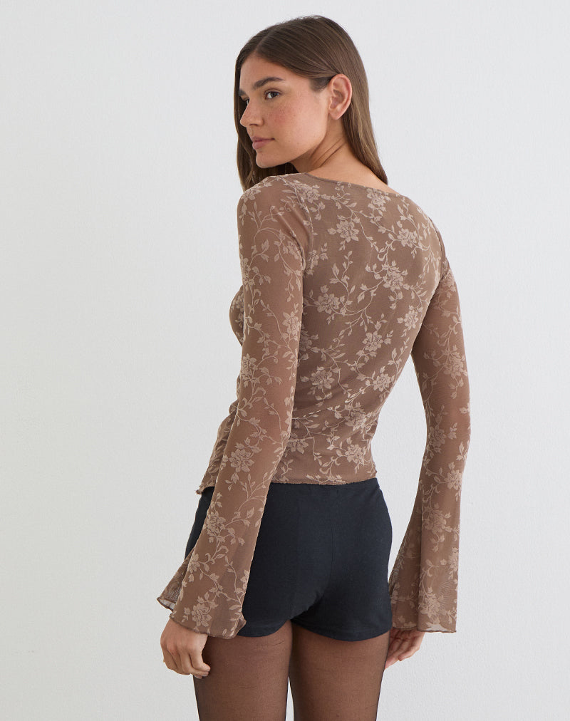 Image of Lakya Top in Leafy Flock Dark Taupe