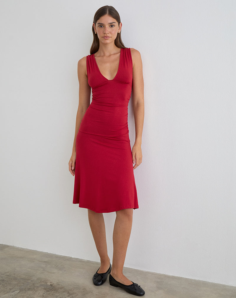 Laluma Midi Dress in Adrenaline Red
