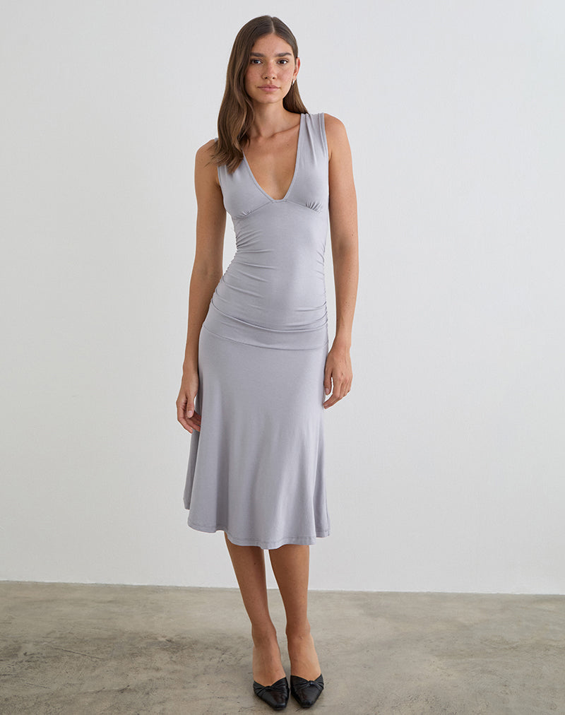Laluma Midi Dress in Lilac Grey