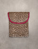 Image of Laptop Bag in Leopard Print with Red Frill