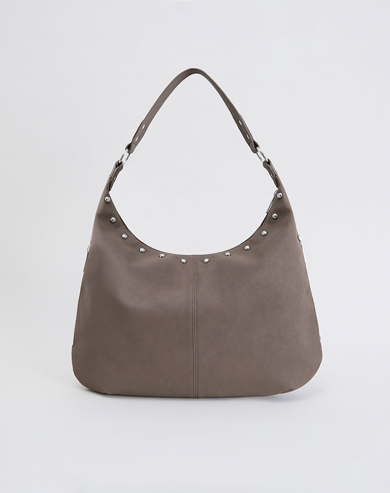 Image of Large Brown Bag with Studs