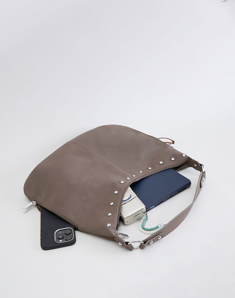 Image of Large Brown Bag with Studs