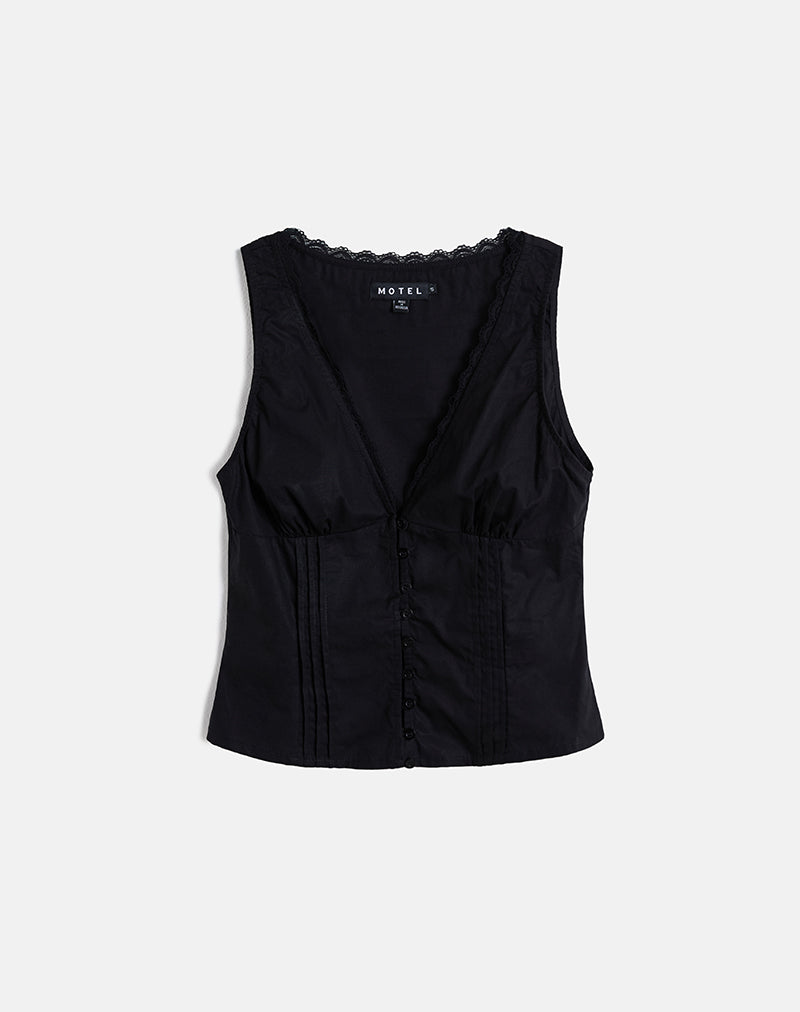 Image of Lasily V Neck Corset Top in Black
