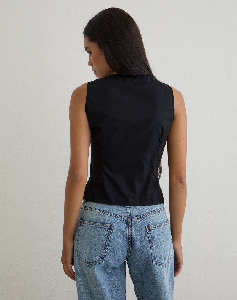 Image of Lasily V Neck Corset Top in Black