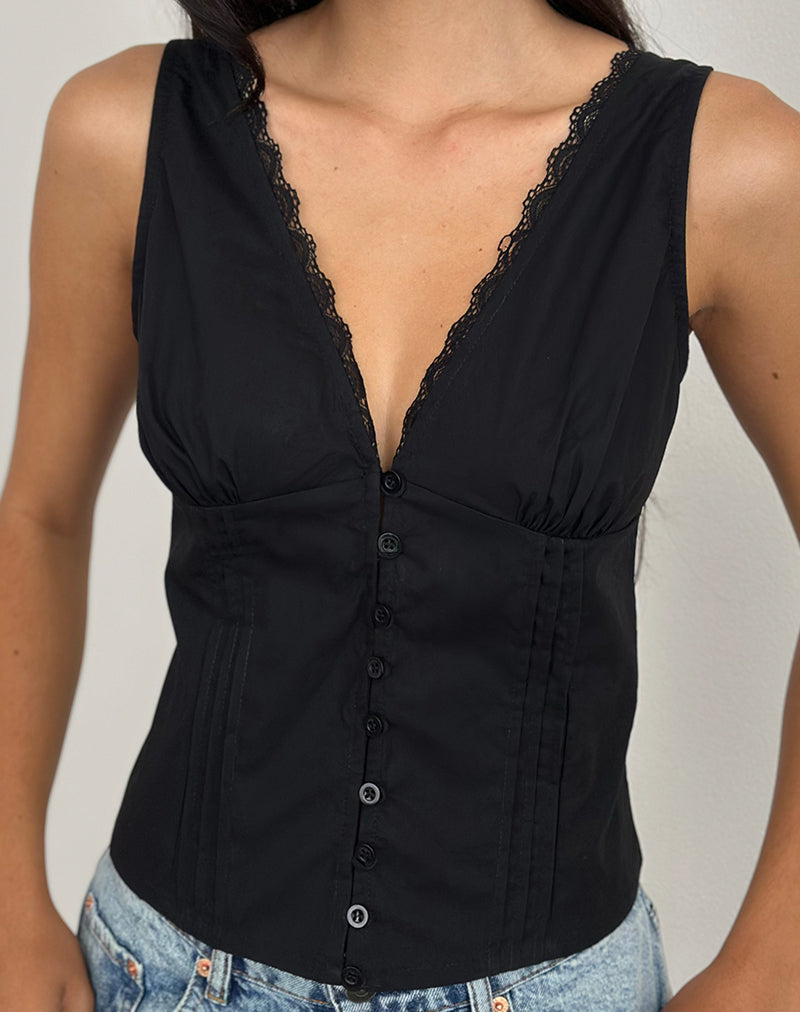 Image of Lasily V Neck Corset Top in Black