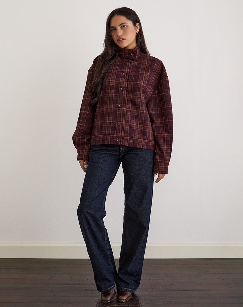 Image of Lastika Jacket in Check Dark Burgundy