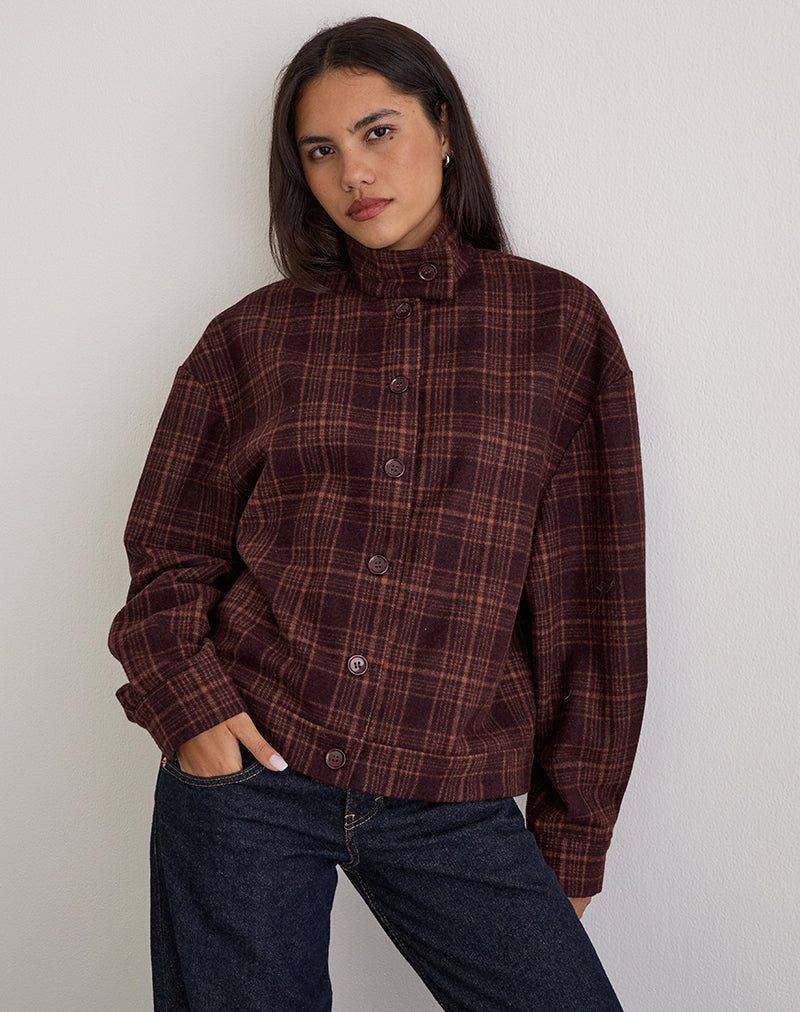 Lastika Jacket in Check Dark Burgundy