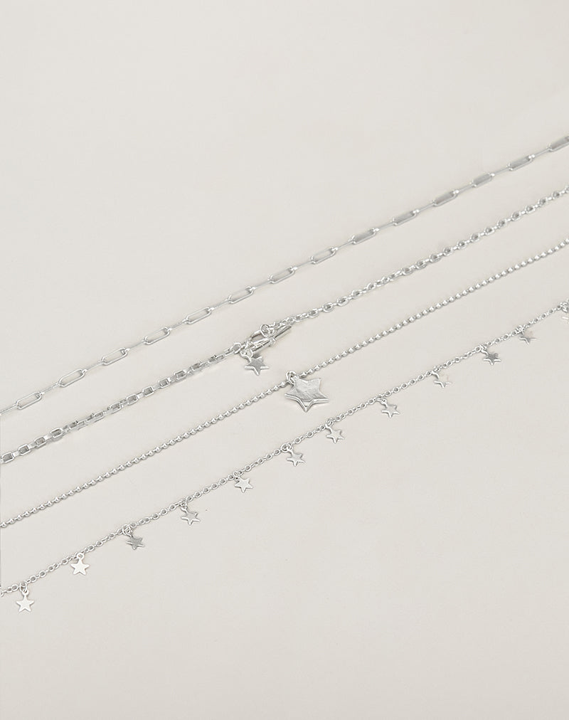 Silver Plated Star Layer Necklace