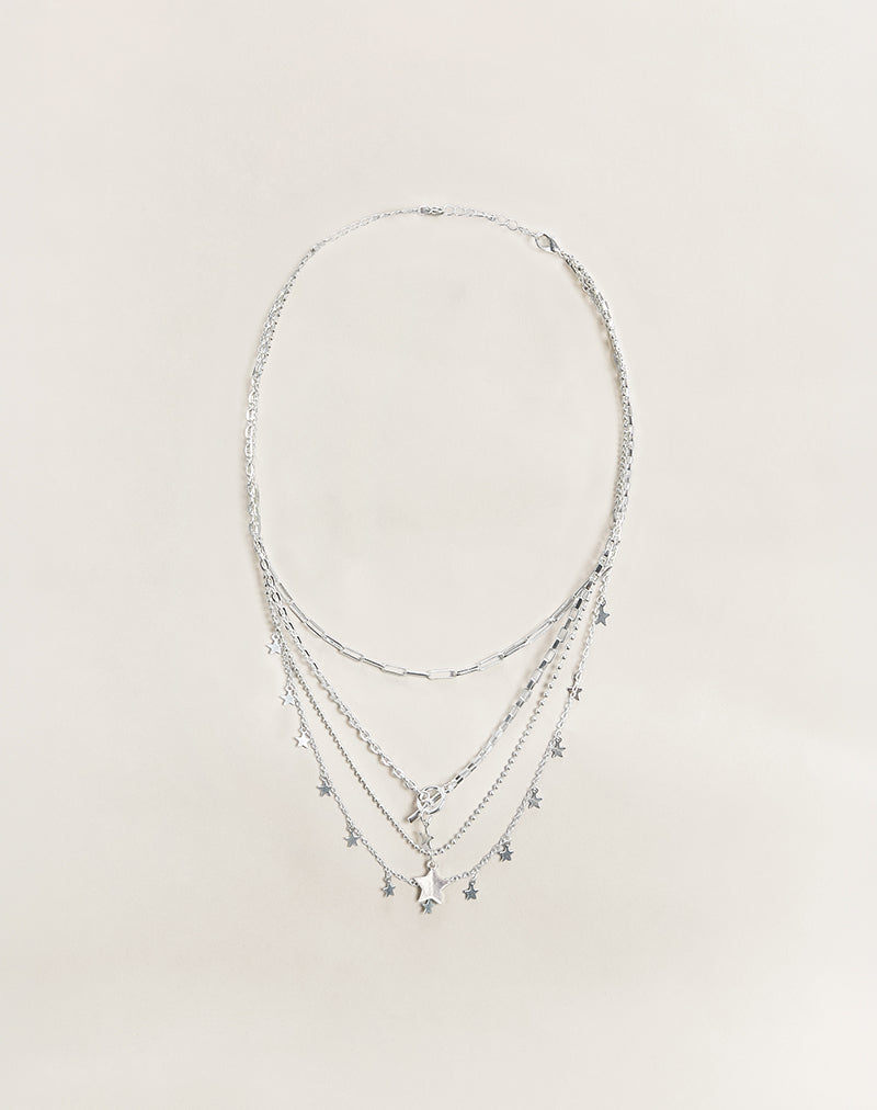 Image of Image of Silver Plated Star Layer Necklace
