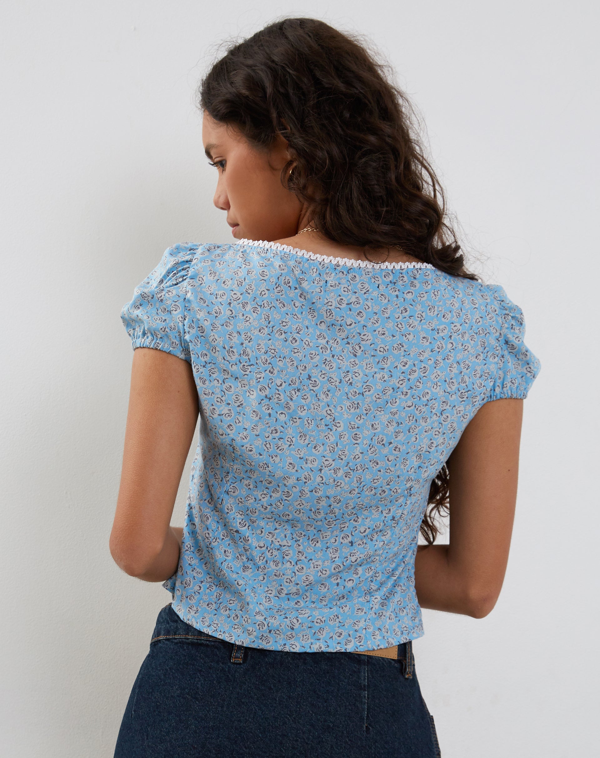 Image of Laz Top in Ditsy Rose Blue